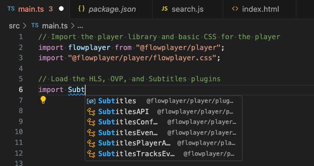 Wowza Flowplayer TS IntelliSense