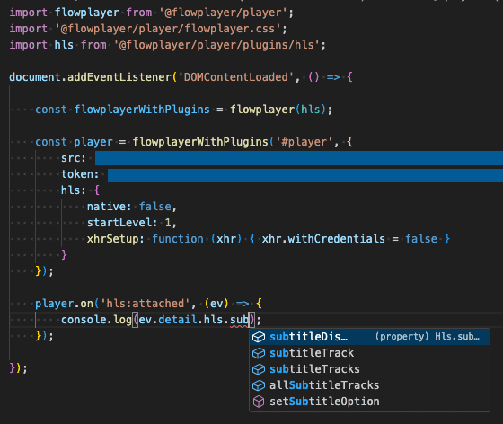 Wowza Flowplayer TS IntelliSense