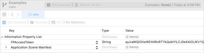 Xcode update info.plist token value
